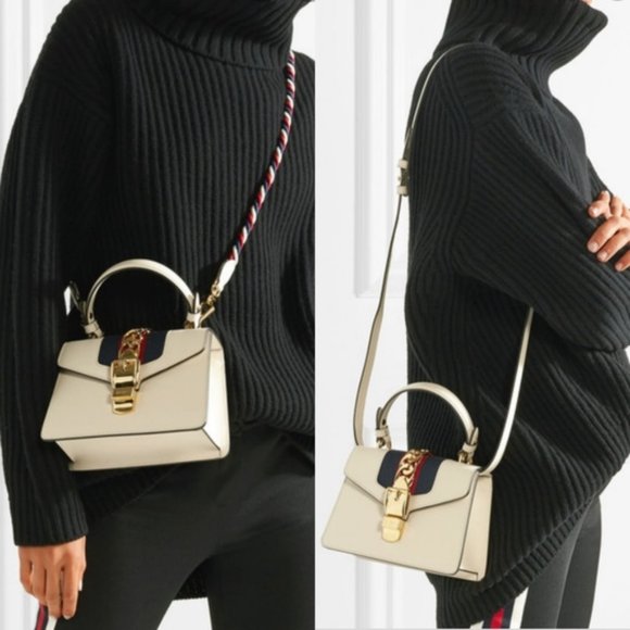 100% Auth Gucci Sylvie Mini White CrossbodyBag New - Picture 8 of 8